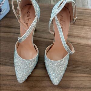 Cathy Jean Iridescent Crystal Pointed-Toe Ankle-Strap Heels